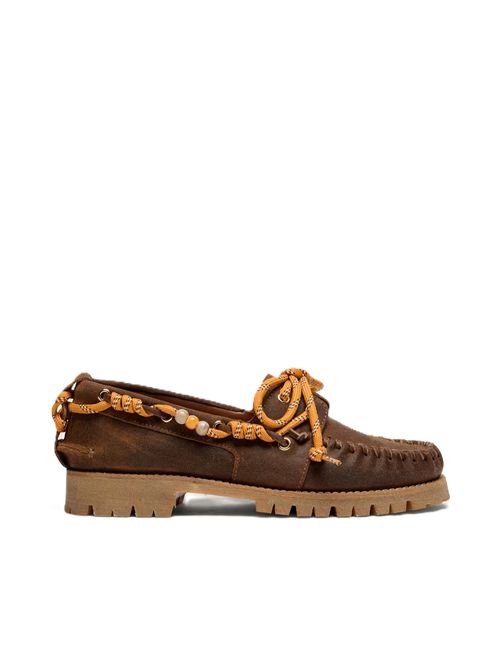 Mocassini da donna Cruise in camoscio cerato marrone con lacci da trekking Golden Goose | GWF01048.F008192.55372LIGHT BROWN